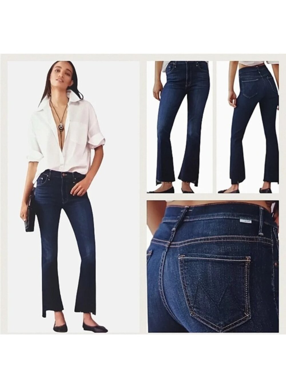 Mother Insider Crop Step Fray in Tongue in Chic Dark Wash Jean Womens Size 30